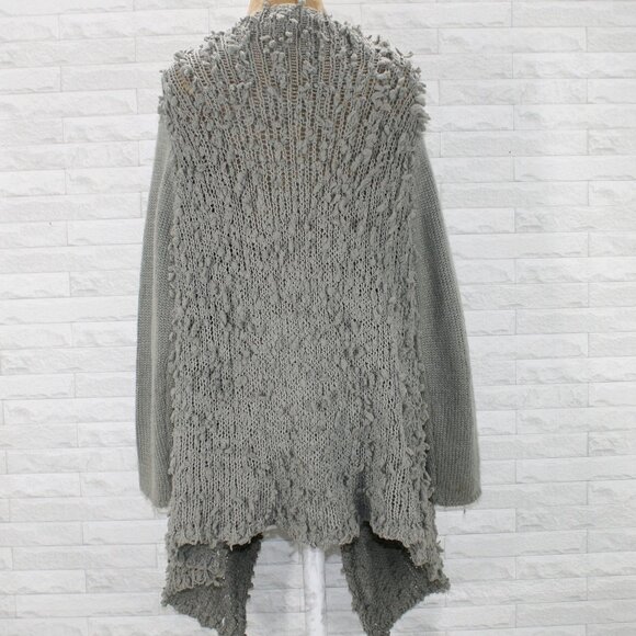 ALTAR'D STATE Cardigan Open Front Textured Long Waterfall Ruffle Front Gray L - Picture 5 of 13